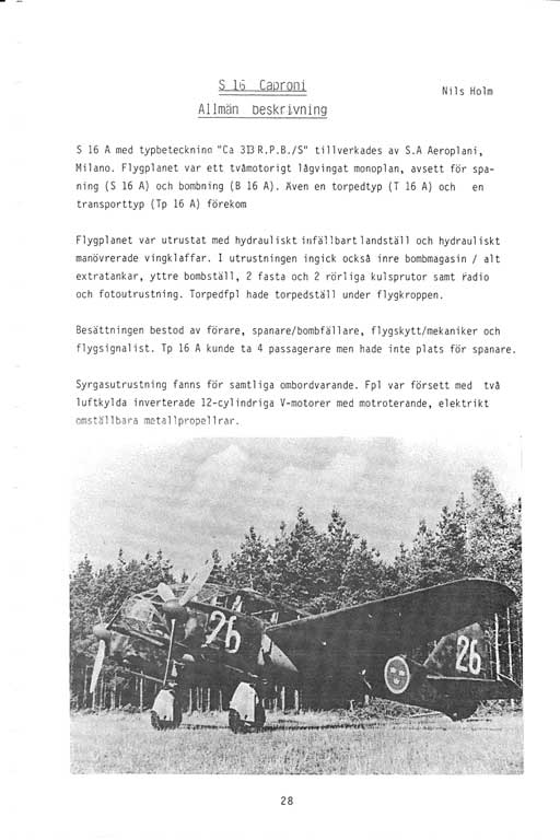 Flygplanbeskrivning Caproni.