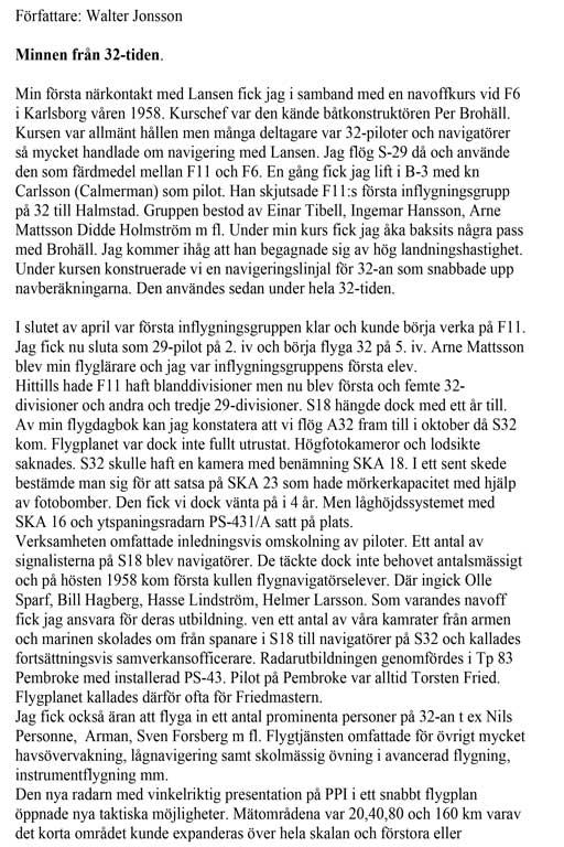 Minnen från 32-tiden, Walter Jonsson.
